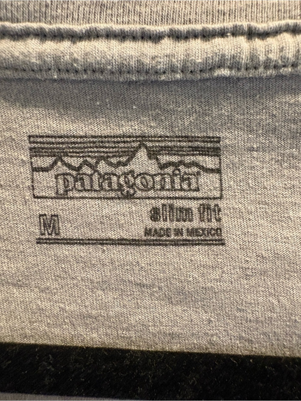 Patagonia Light Gray Graphic V-Neck Crew Tee with Sunset Mountain Print - M - Picture 3 of 7